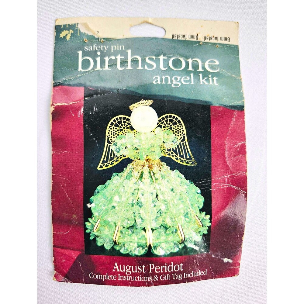 Vintage Darice Safety Pin Birthstone Angel Ornament Kit – August Peridot